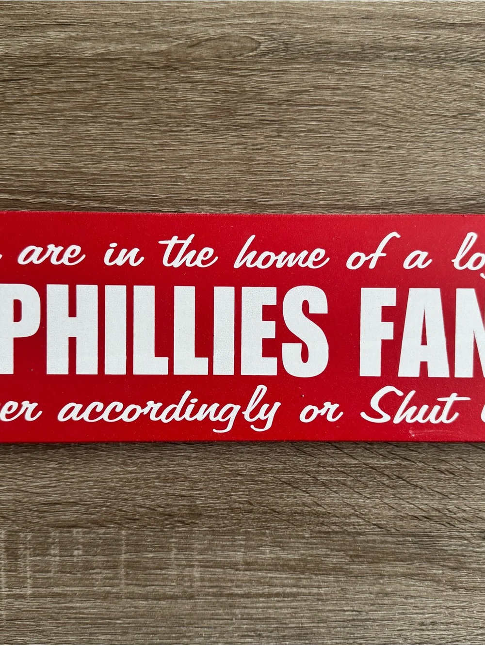 Home of a Loyal Phillies Fan 5x16 Wood Wall Sign